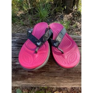 Disney Mickey Mouse Crocs Sandals Flip flops Woman's Pink And Black Size W6